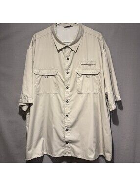 Field & Stream Short Sleeve Button Vented Fishing Shirt Smartcool XXL Beige